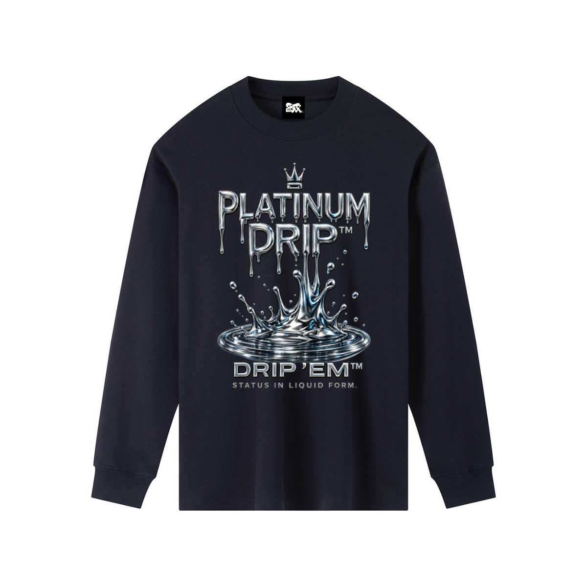 DRIP 'EM™ Platinum Crewneck Long Sleeve T-Shirt (Men)