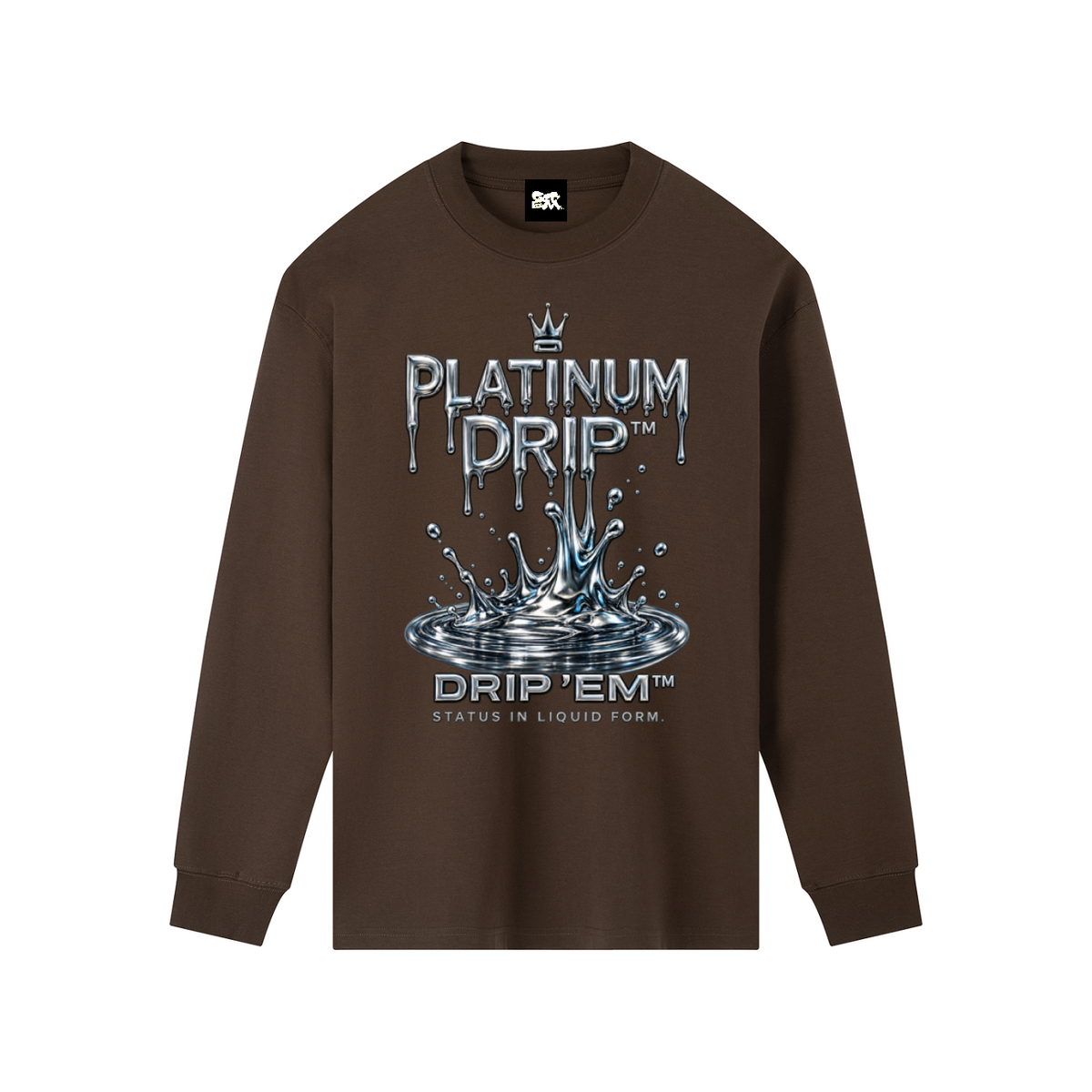 DRIP 'EM™ Platinum Crewneck Long Sleeve T-Shirt (Men)