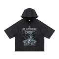 DRIP ʻEM™ Platinum Snow Washed Hooded Boxy T-Shirt | Unisex