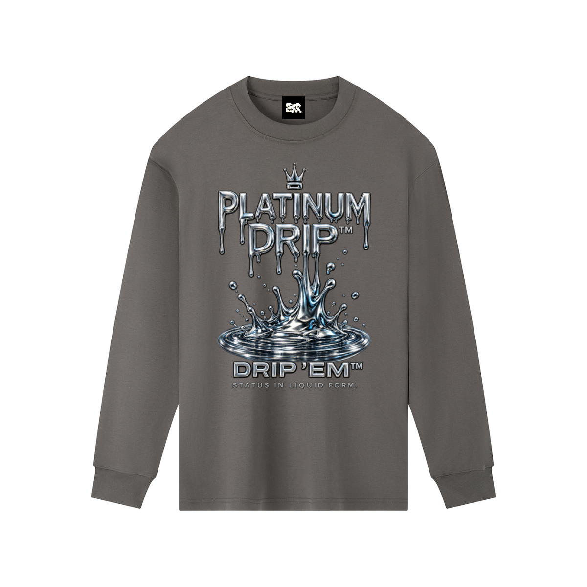 DRIP 'EM™ Platinum Crewneck Long Sleeve T-Shirt (Men)
